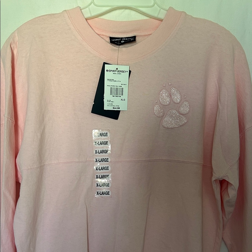 Spirit Jersey Pink Glitter Paw Graphic Sweatshirt Kids